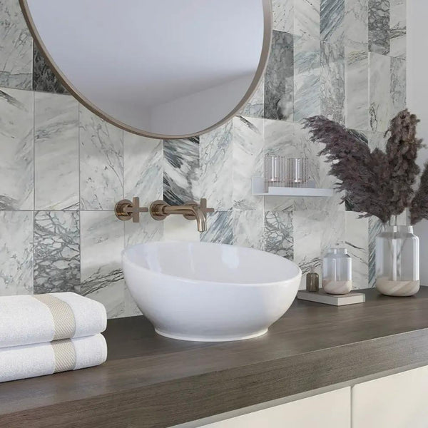 Gray 4x12 Honed Subway Calacatta Bluette Marble Tile (15 pack, 5 sq ft/case)