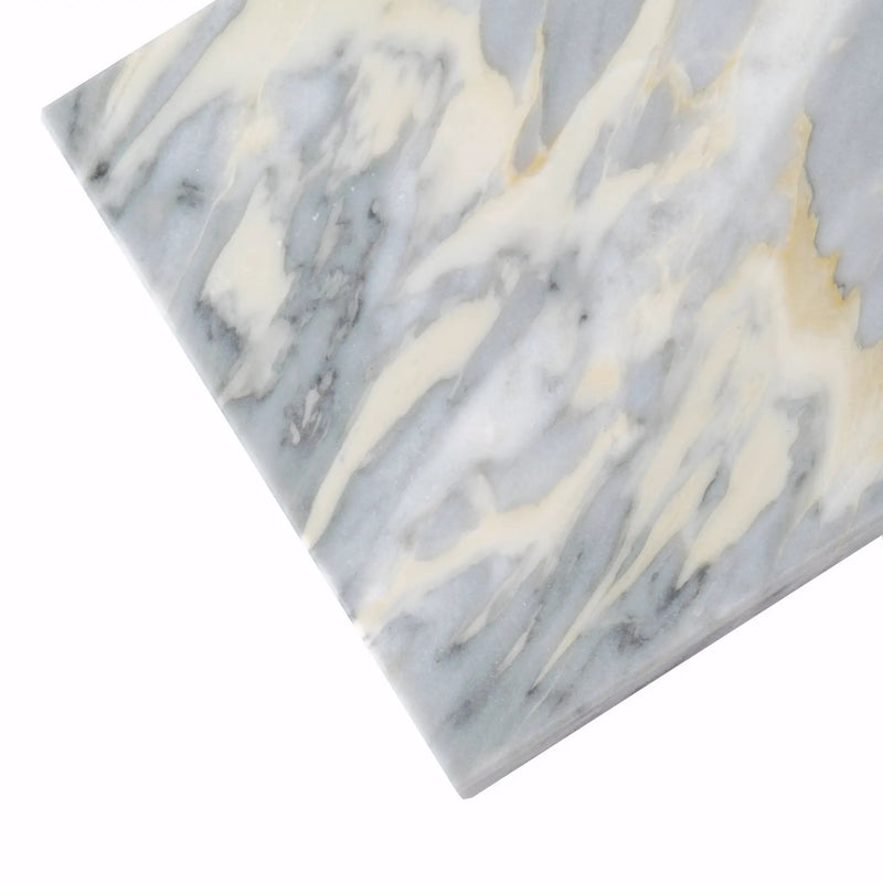 Gray 4x12 Polished Subway Calacatta Bluette Marble Tile (15 pack, 5 sq ft/case) by Apollo Tile