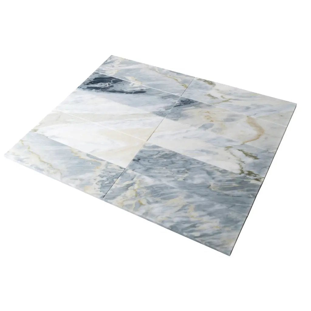 Gray 4x12 Honed Subway Calacatta Bluette Marble Tile (15 pack, 5 sq ft/case) by Apollo Tile
