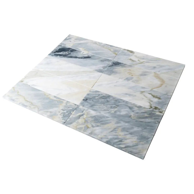 Gray 4x12 Honed Subway Calacatta Bluette Marble Tile (15 pack, 5 sq ft/case) by Apollo Tile