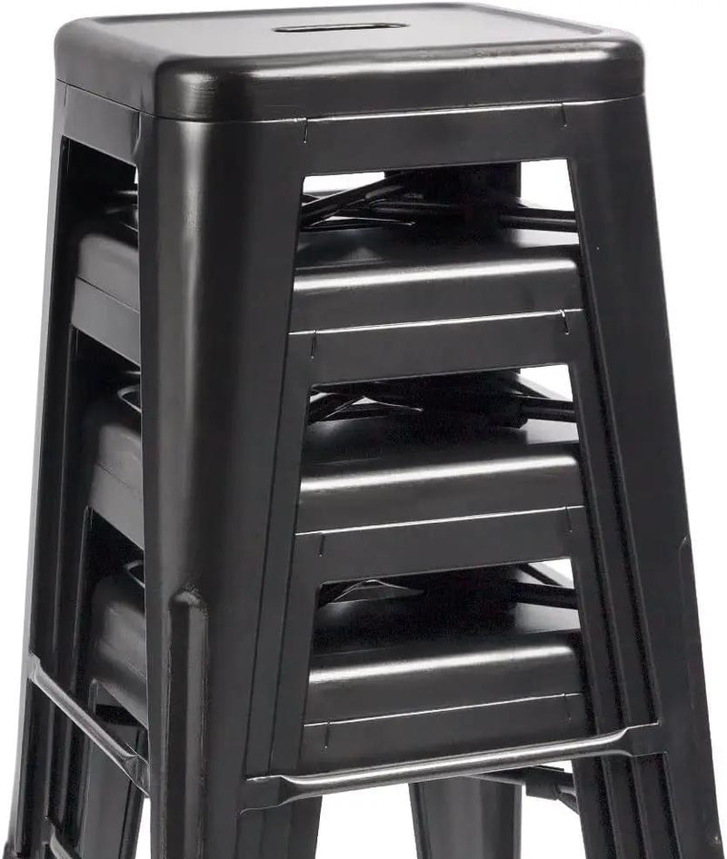 Set of 4 - 24-in. Indoor/Outdoor Backless Stacking Black Metal Barstools by HomePacific