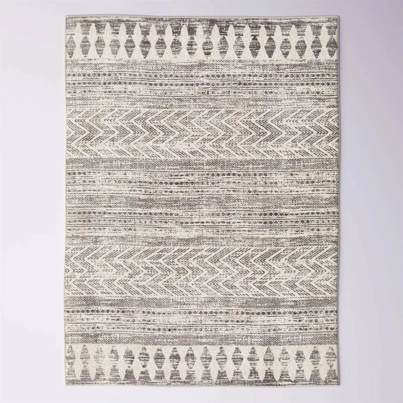 5-ft. x 7-ft. Grey Ivory Chevron Stripe Geometric Boho Style Area Rug by HomePacific