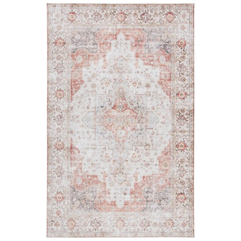 4 ft. x 6 ft. Traditional Persian Style Washable Boho Light Grey Red Area Rug by HomePacific