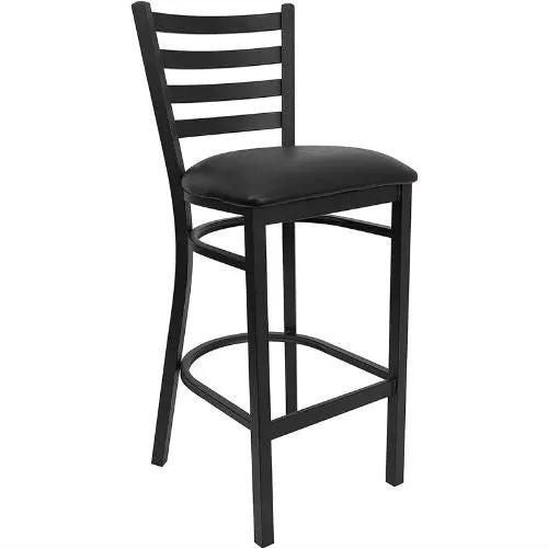 Black Metal Ladder-Back Restaurant Style Bar Stool by HomePacific