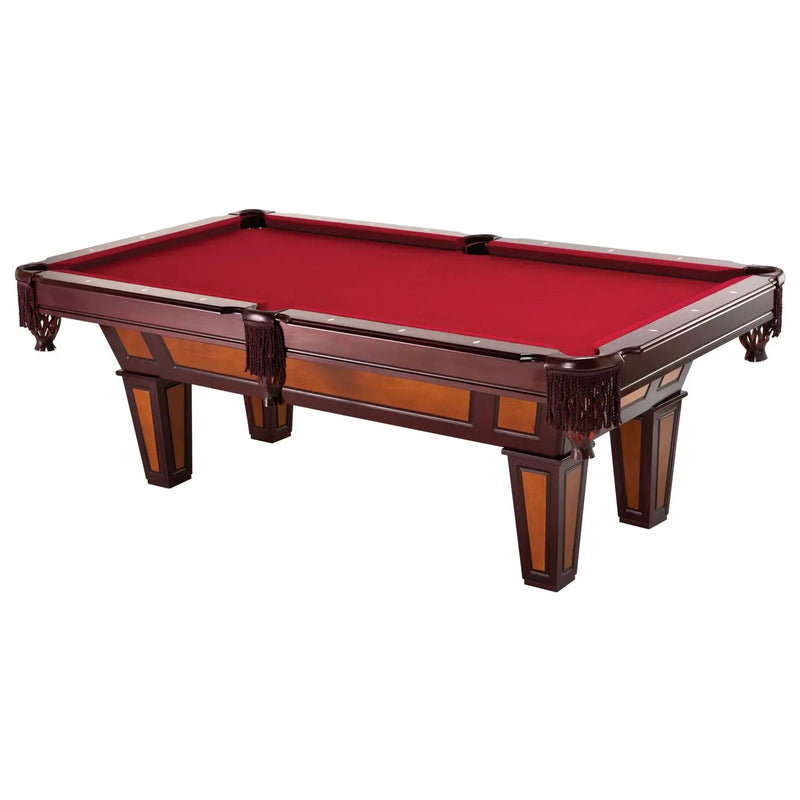 7 Ft Pool Table with Red Burgundy Wool Top and Fringe Drop Pockets by HomePacific