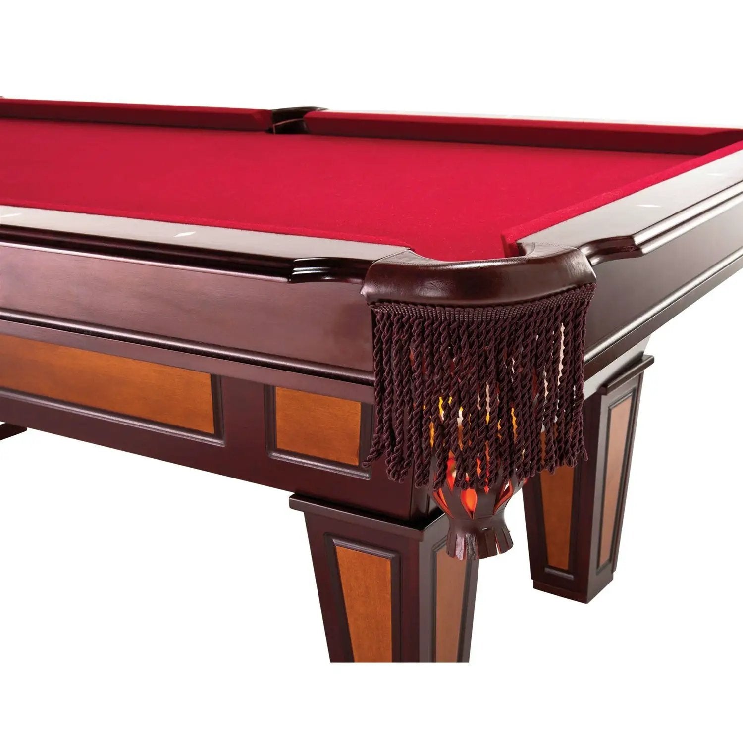 7 Ft Pool Table with Red Burgundy Wool Top and Fringe Drop Pockets by HomePacific