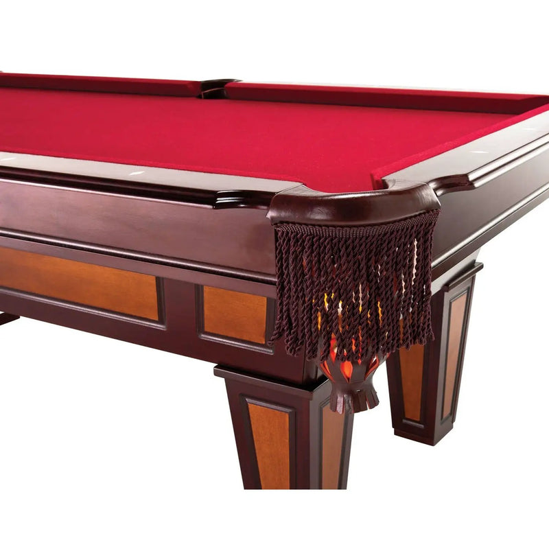 7 Ft Pool Table with Red Burgundy Wool Top and Fringe Drop Pockets by HomePacific
