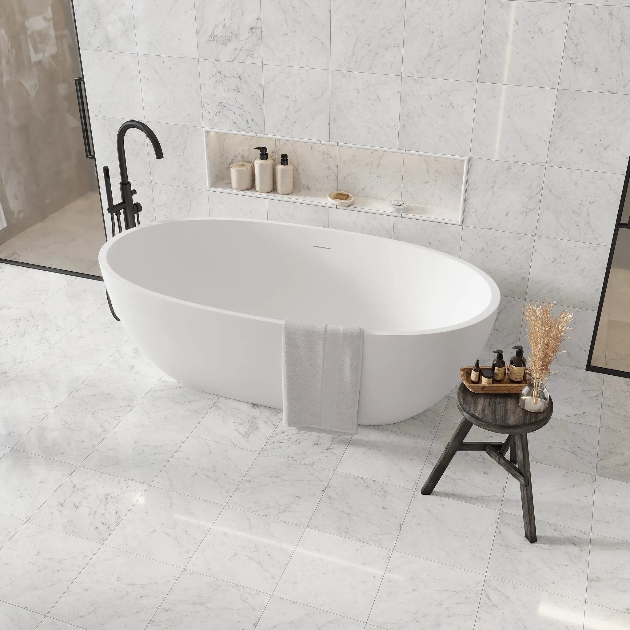 Pearl White 0.8x12 Polished Bianco Carrara Pencil Marble Tile Trim (10 pack, 0.667 sq ft/case) by Apollo Tile