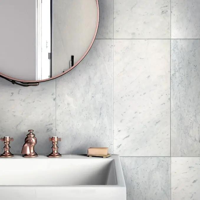 White 12x24 Honed Field Bianco Carrara Marble Tile (5 pack, 10 sq ft/case) by Apollo Tile
