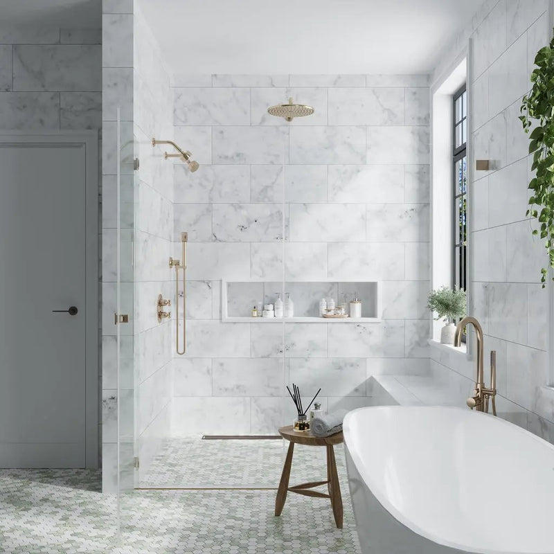 White 12x24 Honed Field Bianco Carrara Marble Tile (5 pack, 10 sq ft/case) by Apollo Tile