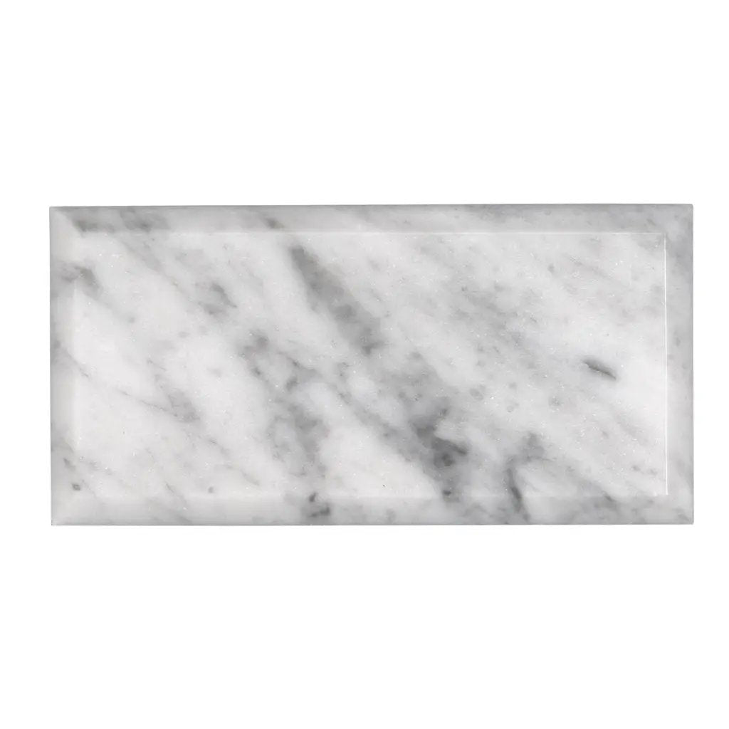 White 3x6 Polished Beveled Subway Bianco Carrara Marble Tile (40 pack, 5 sq ft/case) by Apollo Tile