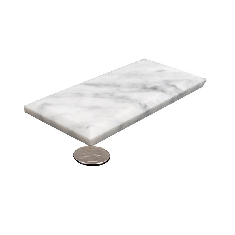 White 3x6 Polished Beveled Subway Bianco Carrara Marble Tile (40 pack, 5 sq ft/case) by Apollo Tile