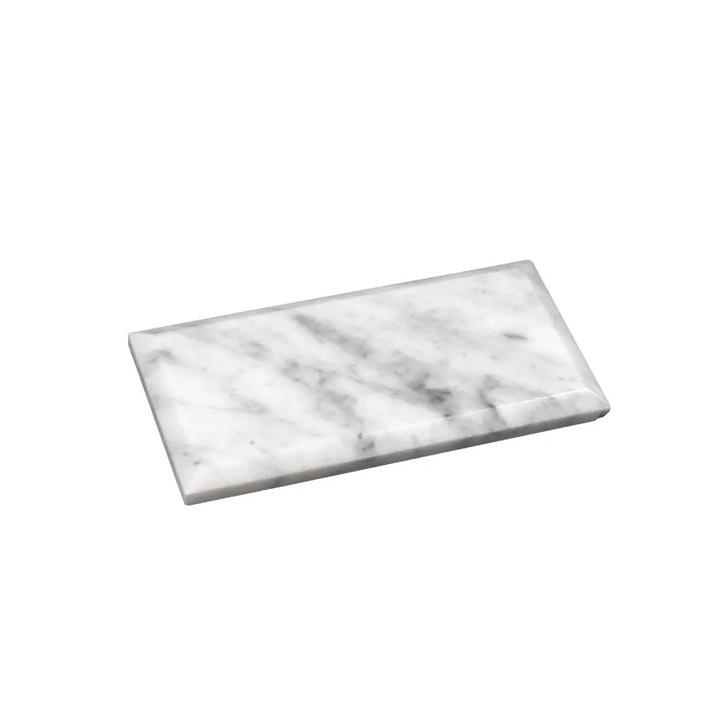 White 3x6 Polished Beveled Subway Bianco Carrara Marble Tile (40 pack, 5 sq ft/case) by Apollo Tile