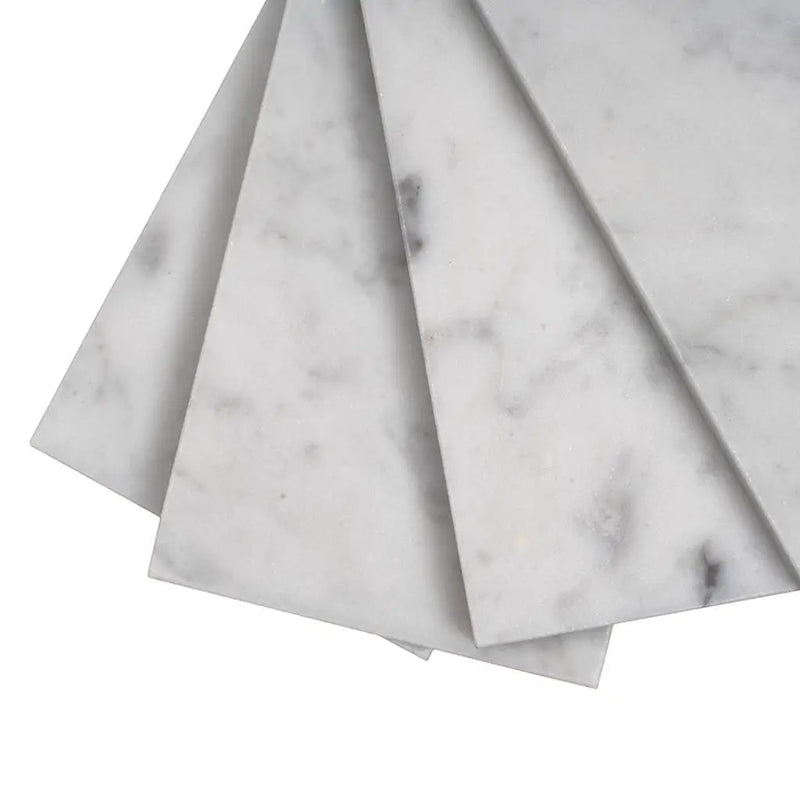 White 3x6 Polished Subway Bianco Carrara Marble Tile (40 pack, 5 sq ft/case) by Apollo Tile