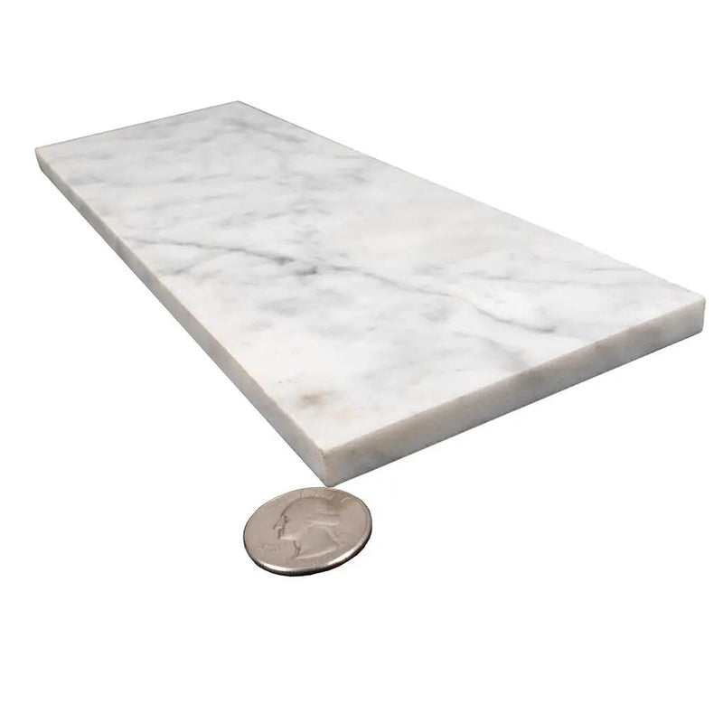 White 4x12 Honed Subway Bianco Carrara Marble Tile (15 pack, 5 sq ft/case) by Apollo Tile
