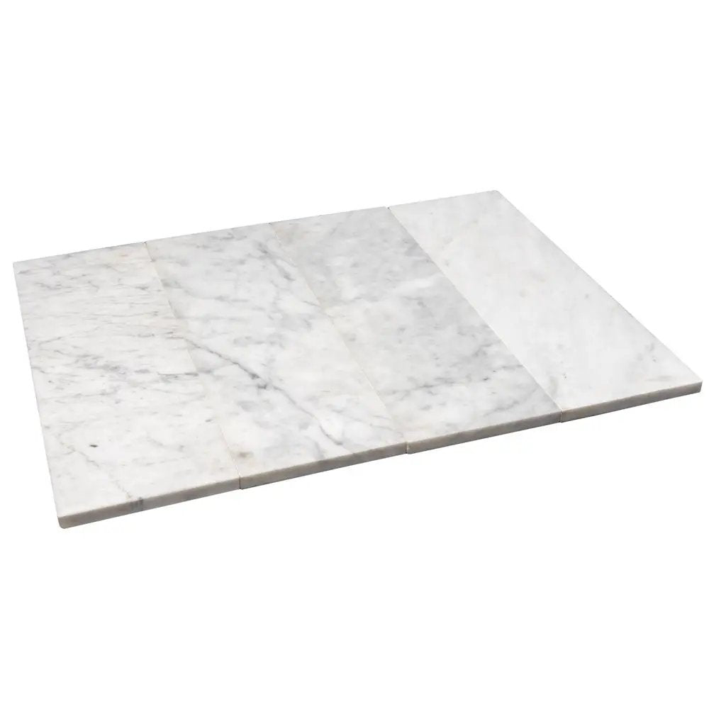 White 4x12 Honed Subway Bianco Carrara Marble Tile (15 pack, 5 sq ft/case) by Apollo Tile