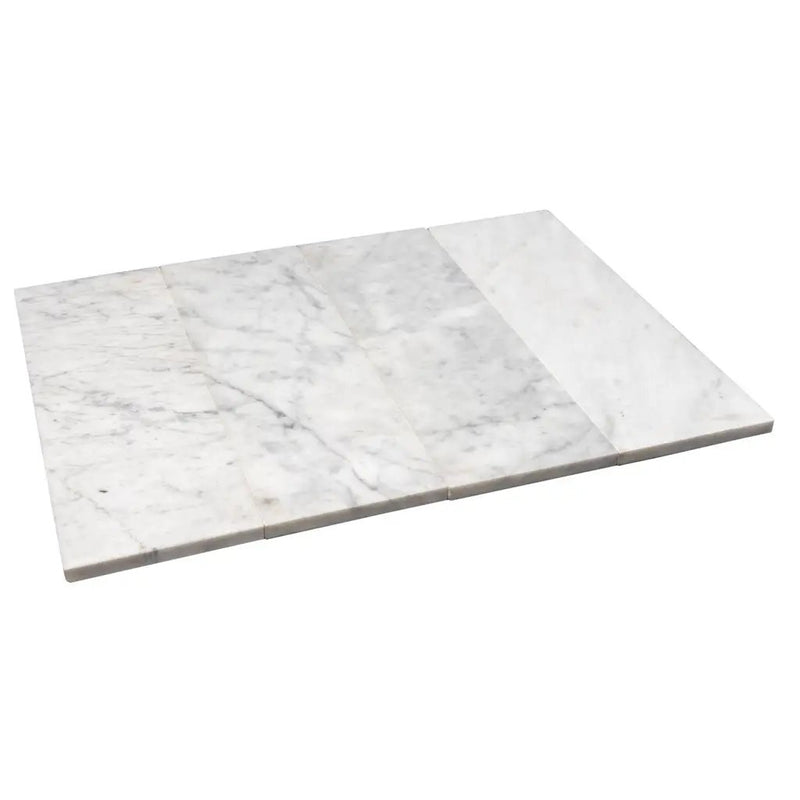 White 4x12 Honed Subway Bianco Carrara Marble Tile (15 pack, 5 sq ft/case) by Apollo Tile