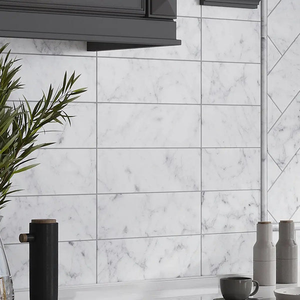 White 4x12 Honed Subway Bianco Carrara Marble Tile (15 pack, 5 sq ft/case)