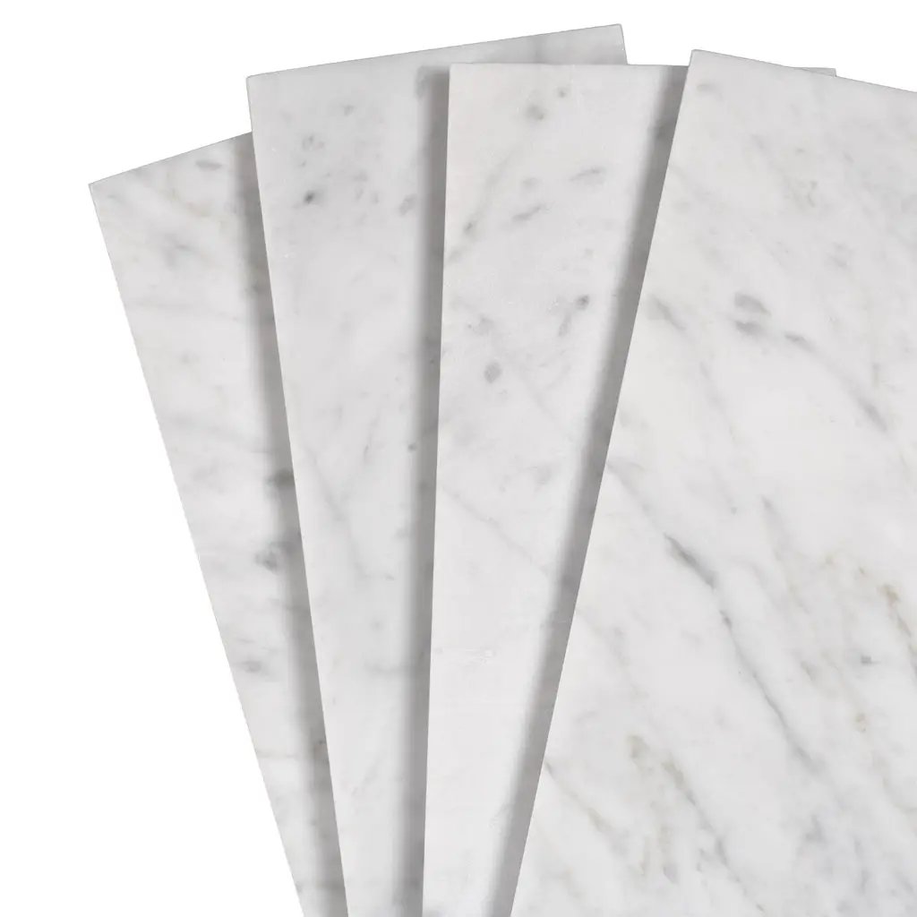 White 4x12 Polished Subway Bianco Carrara Marble Tile (15 pack, 5 sq ft/case) by Apollo Tile