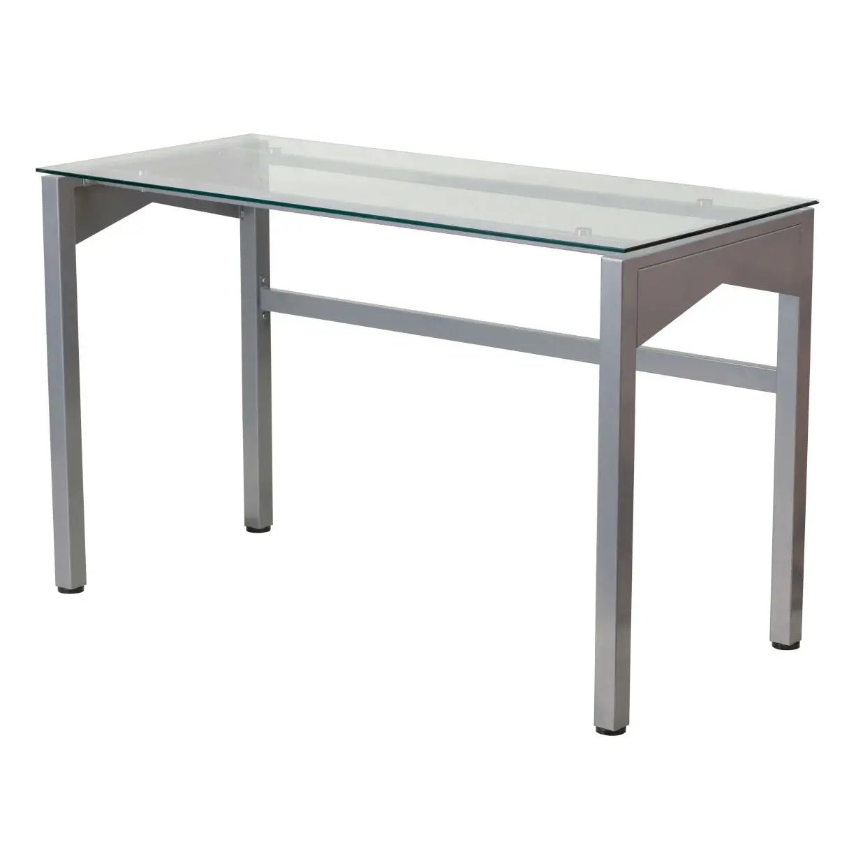 Rectangular Writing Table Office Desk with Clear Tempered Glass Surface by HomePacific