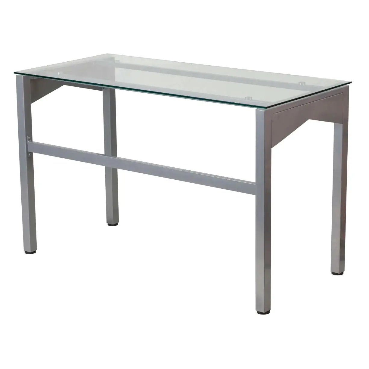 Rectangular Writing Table Office Desk with Clear Tempered Glass Surface by HomePacific