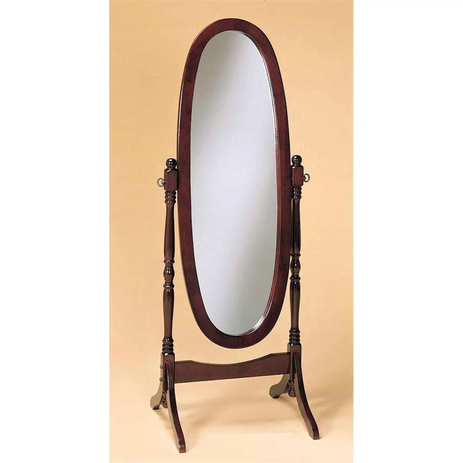 Oval Cheval Mirror Full Length Solid Wood Floor Mirror in Cherry by HomePacific