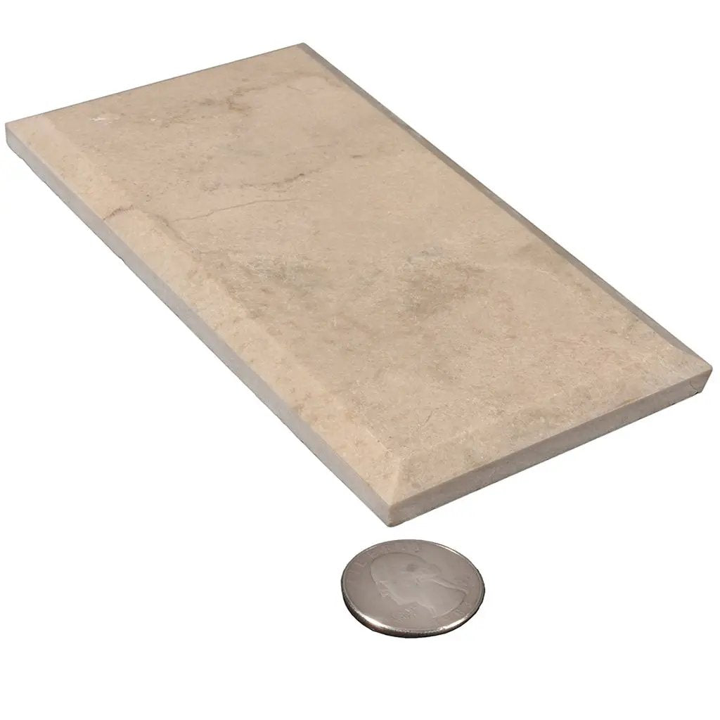 Beige 3x6 Polished Beveled Subway Crema Marfil Marble Tile (40 pack, 5 sq ft/case) by Apollo Tile