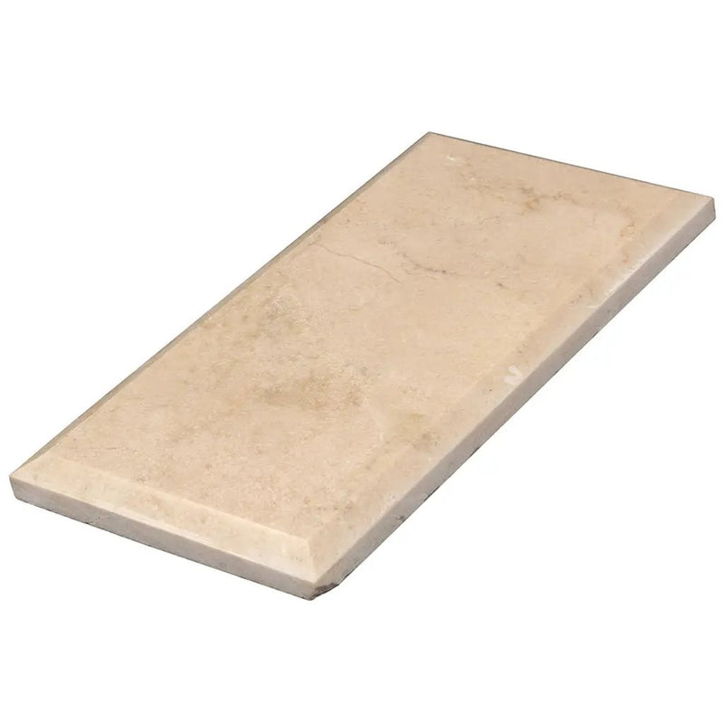 Beige 3x6 Polished Beveled Subway Crema Marfil Marble Tile (40 pack, 5 sq ft/case) by Apollo Tile