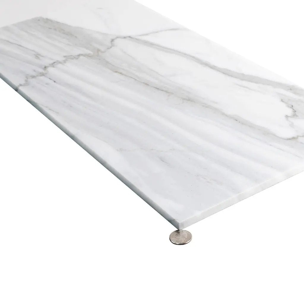 White Gray 12x24 Honed Field Calacatta Gold Marble Tile (5 pack, 10 sq ft/case) by Apollo Tile