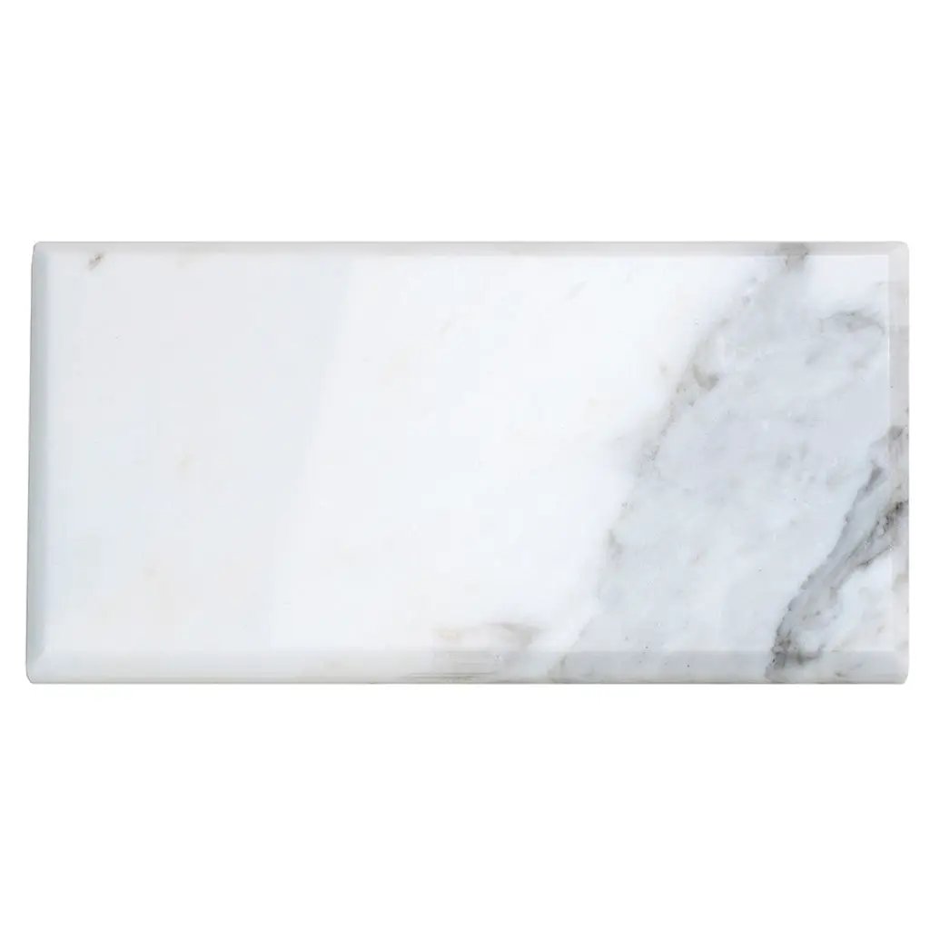White 3x6 Polished Beveled Subway Calacatta Gold Marble Tile (40 pack, 5 sq ft/case) by Apollo Tile