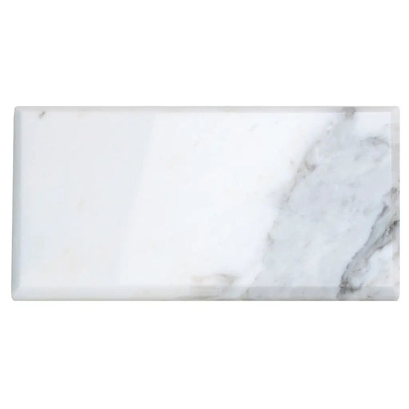 White 3x6 Polished Beveled Subway Calacatta Gold Marble Tile (40 pack, 5 sq ft/case) by Apollo Tile