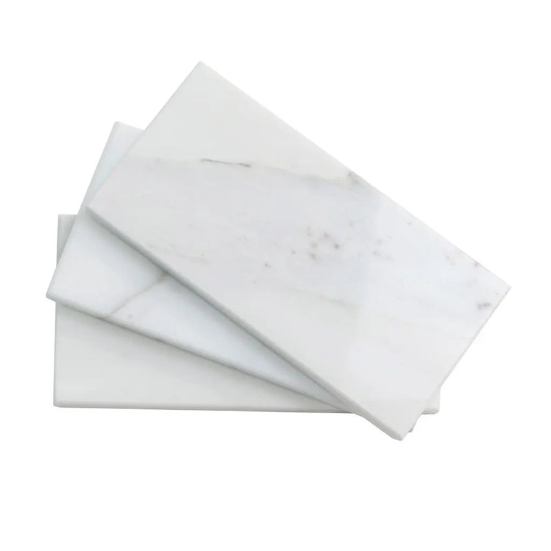 White 3x6 Polished Subway Calacatta Gold Marble Tile (40 pack, 5 sq ft/case) by Apollo Tile