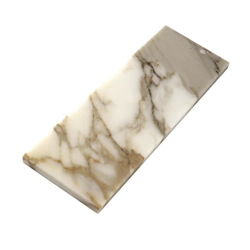 White 4x12 Polished Subway Calacatta Gold Marble Tile (15 pack, 5 sq ft/case) by Apollo Tile