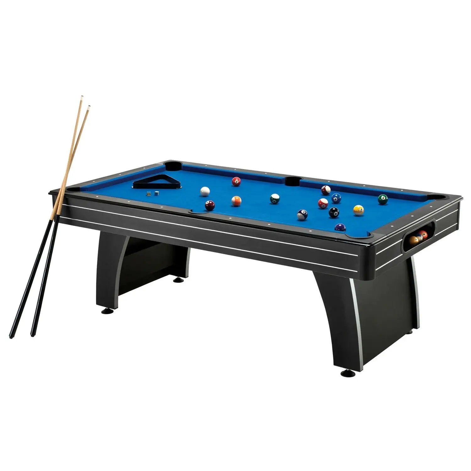 7 Ft Blue Top Pool Table with 2 Cues and Billiard Balls by HomePacific