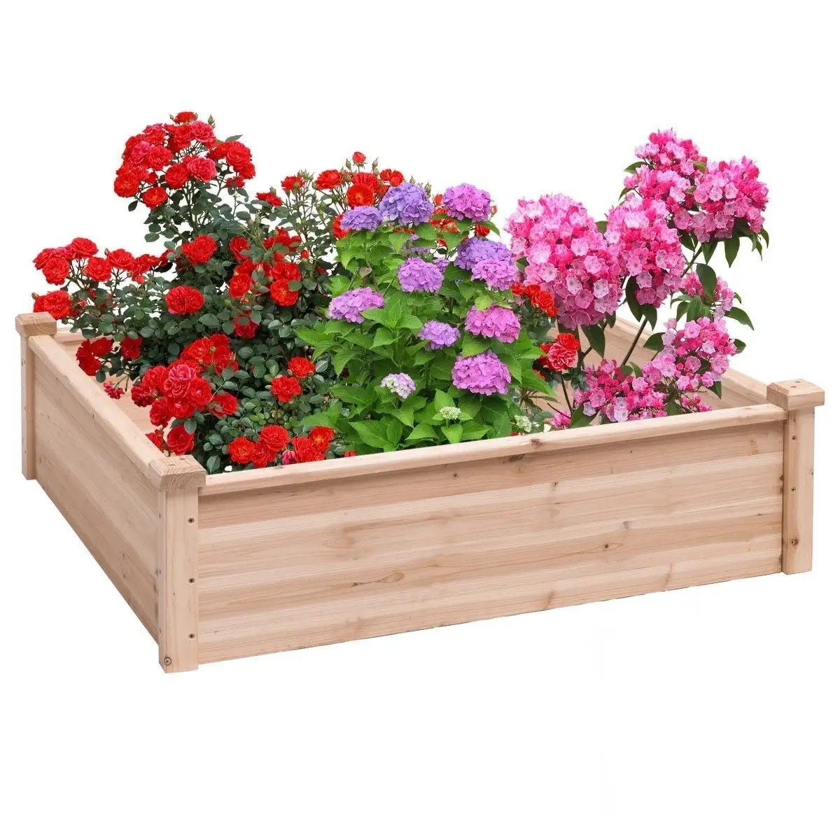 Solid Fir Wood 3.3 ft x 3.3 ft Raised Garden Bed Planter Box by HomePacific