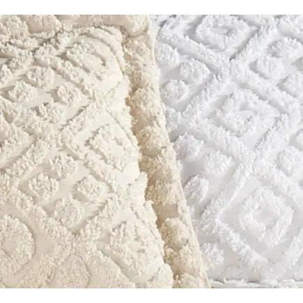 Full size Beige Chenille Cotton Bedspread with Fringe Edges by HomePacific
