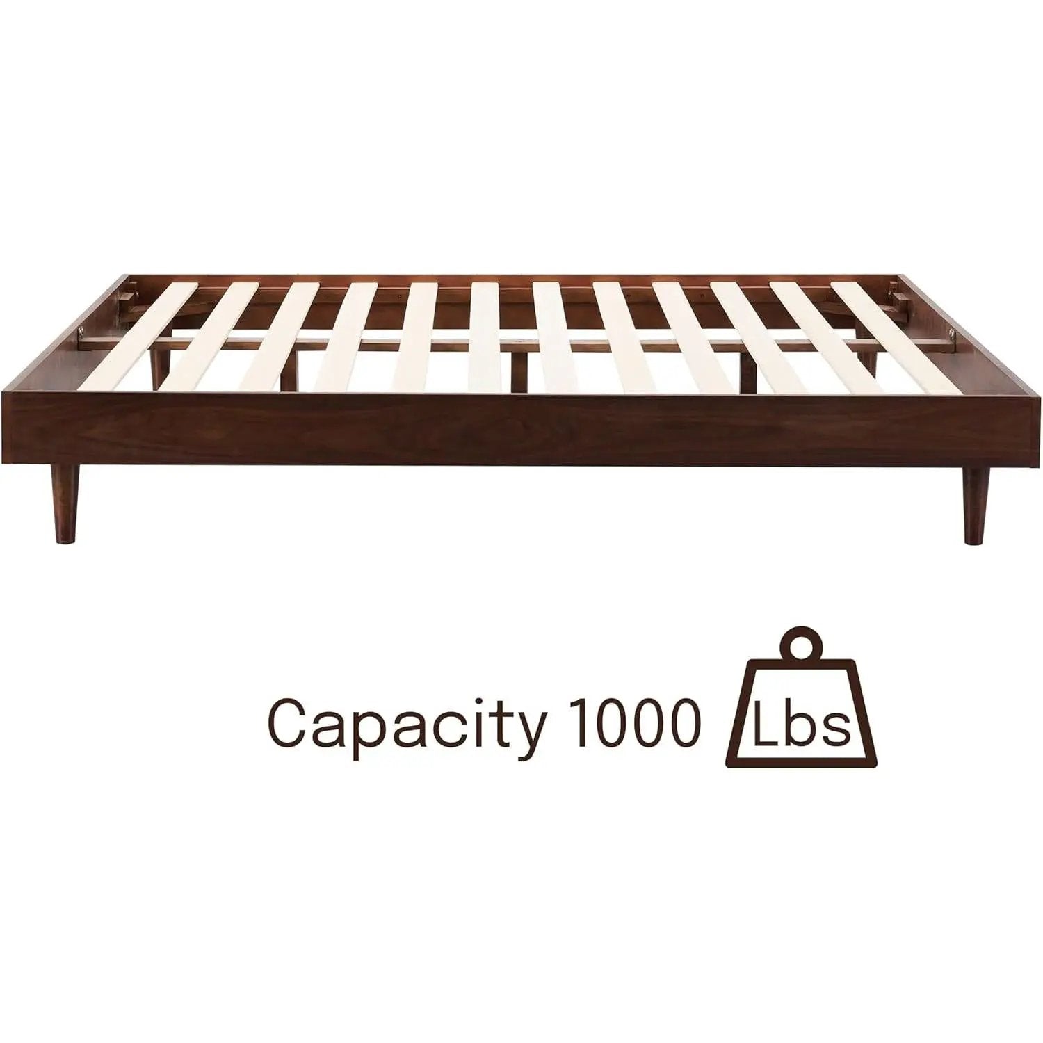 Full size Mid-Century Modern Platform Bed Frame in Dark Brown Wood Finish by HomePacific