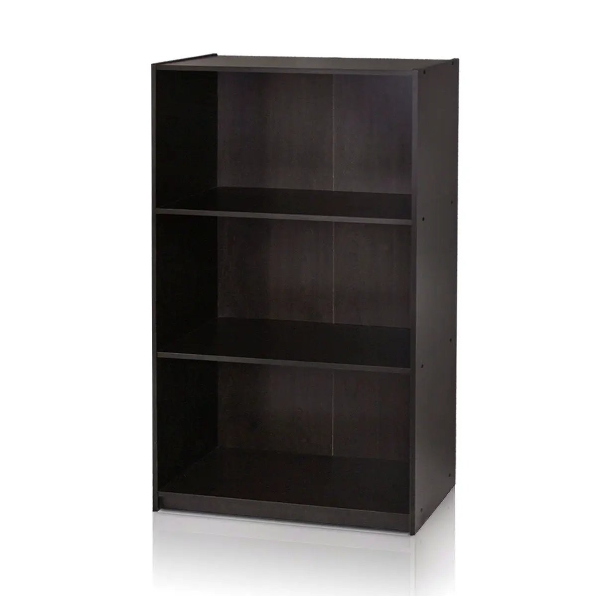 Modern 3-Shelf Bookcase in Espresso Wood Finish by HomePacific