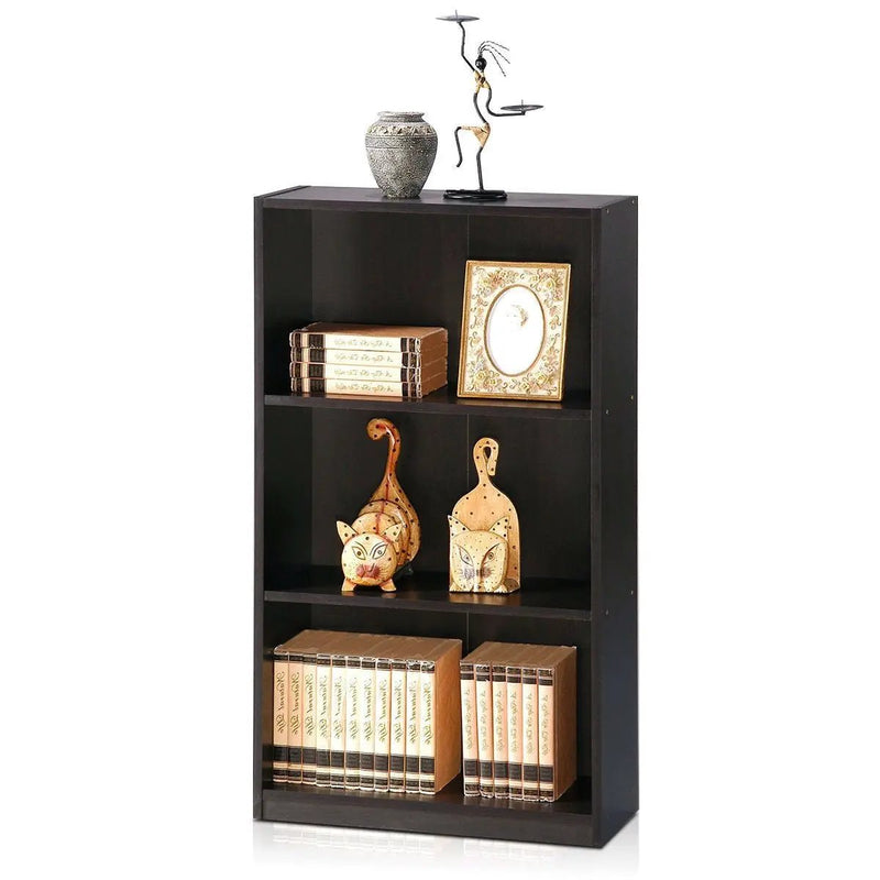 Modern 3-Shelf Bookcase in Espresso Wood Finish by HomePacific