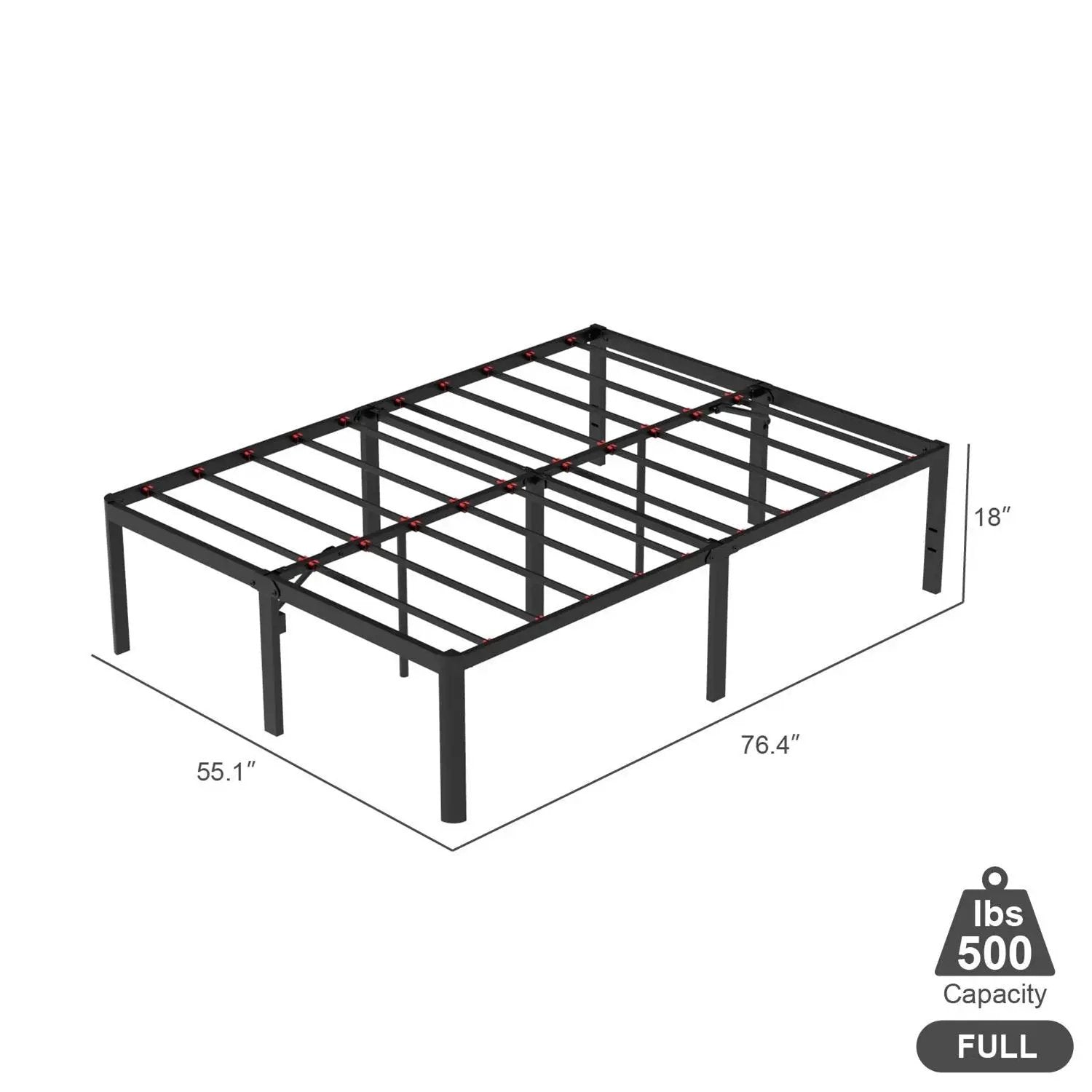 Full 18-inch Rounded Edge Corners Metal Bed Frame with Under-bed Storage Space by HomePacific