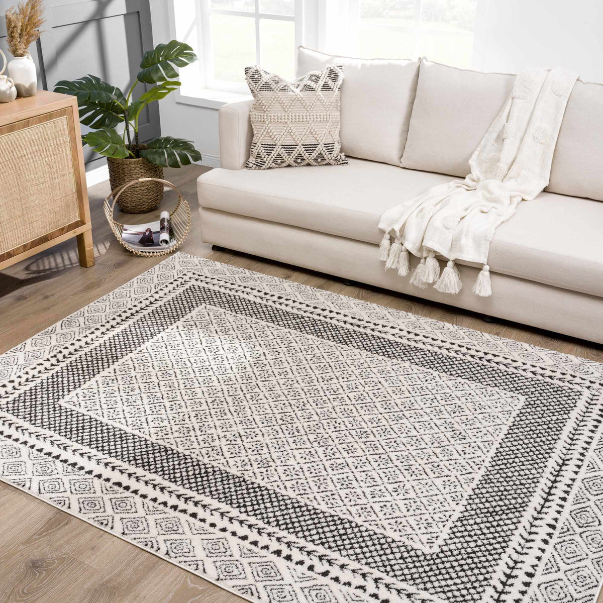 Julio Area Rug, installed in a room