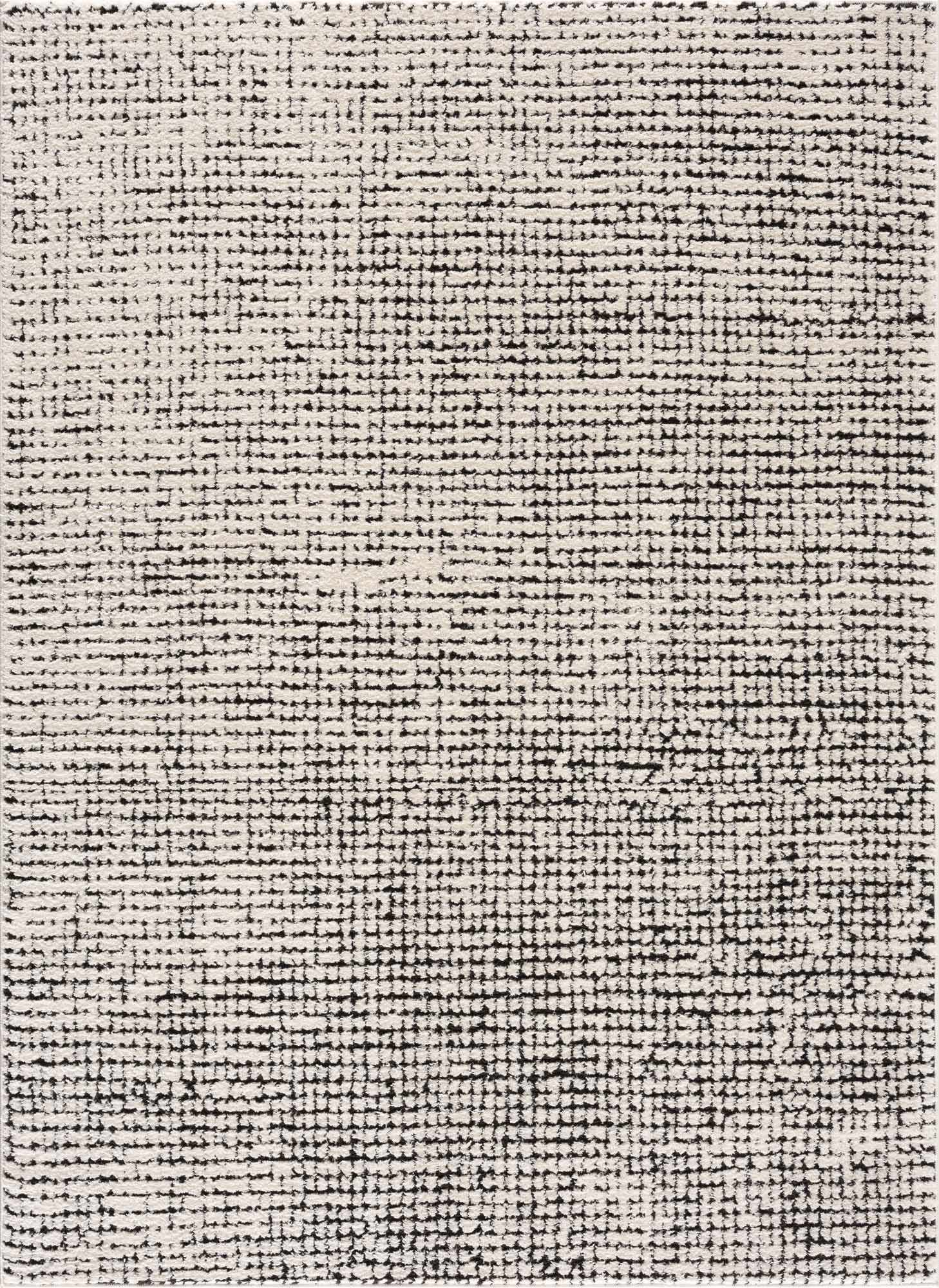 Keita Cream & Black Grid Plush Rug by Boutique Rugs