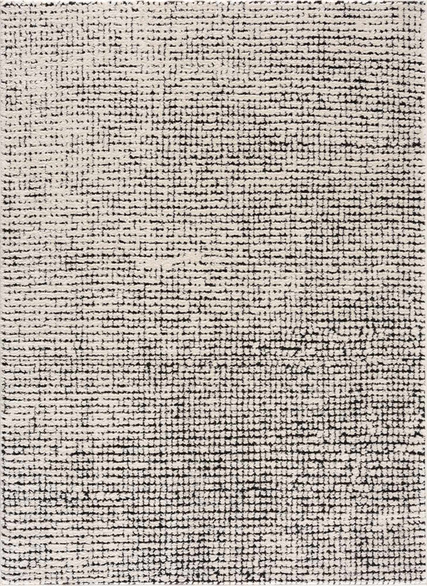 Keita Cream & Black Grid Plush Rug