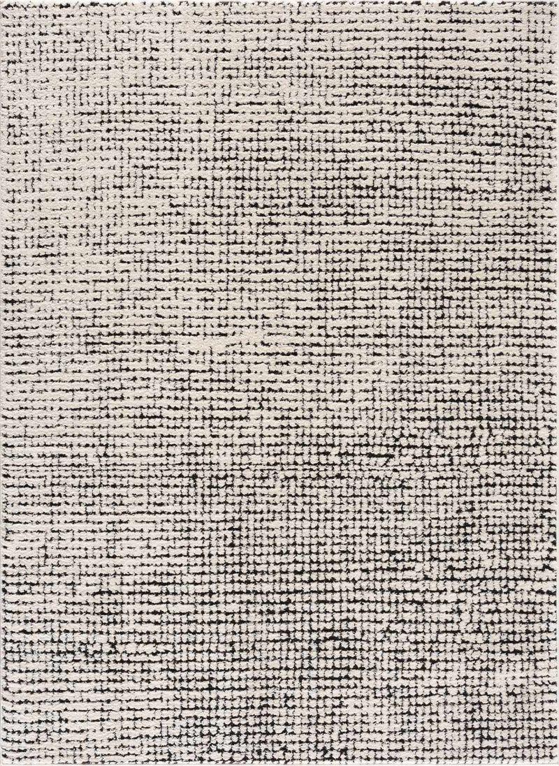 Keita Cream & Black Grid Plush Rug by Boutique Rugs