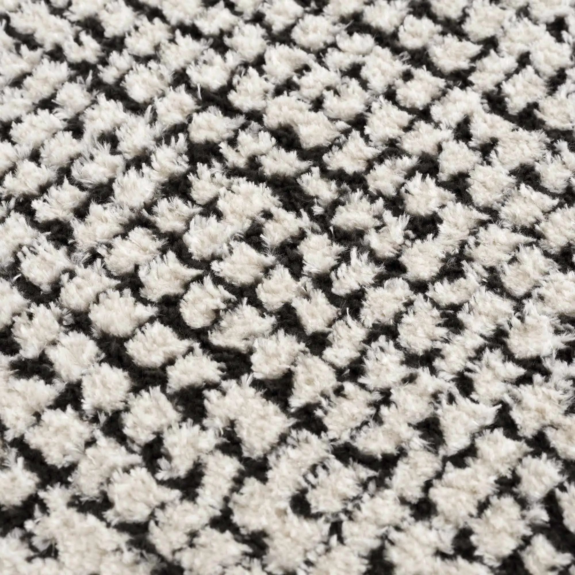 Keita Cream & Black Grid Plush Rug by Boutique Rugs