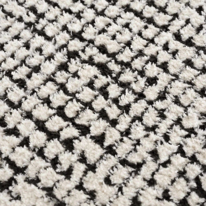 Keita Cream & Black Grid Plush Rug by Boutique Rugs