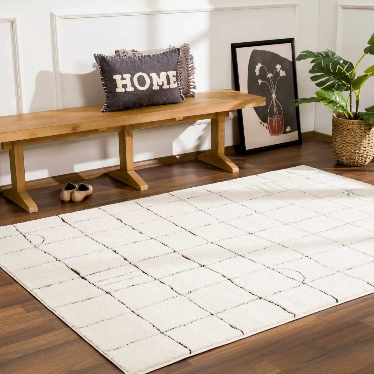 Keanu Black & White Area Rug - Clearance, installed in a room 6