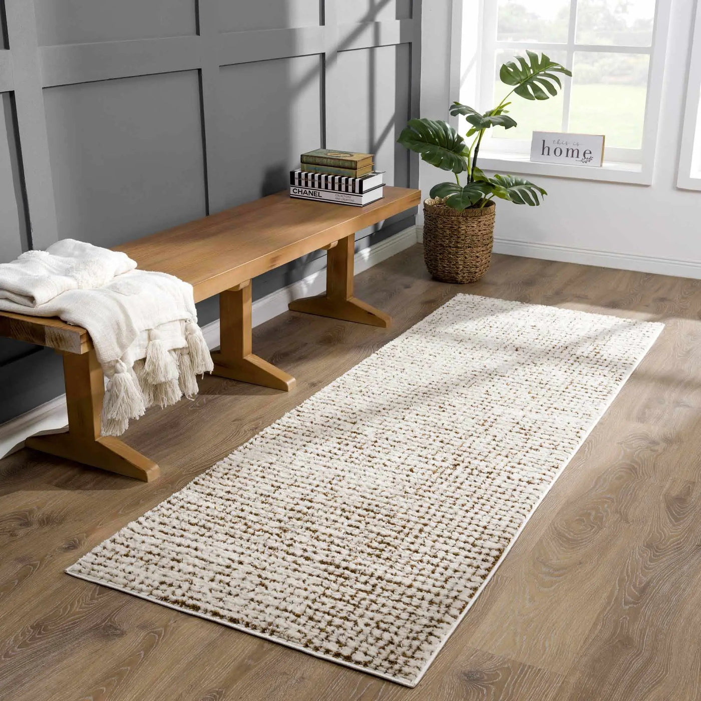 Keita Cream & Brown Area Rug by Boutique Rugs