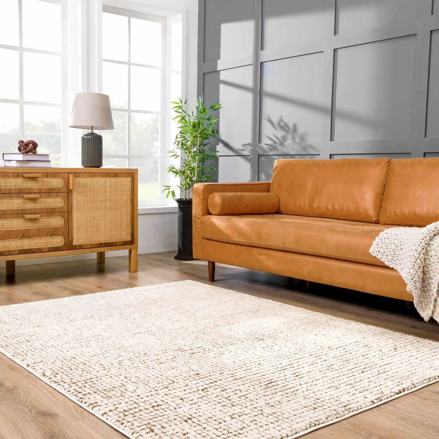 Keita Cream & Brown Area Rug by Boutique Rugs
