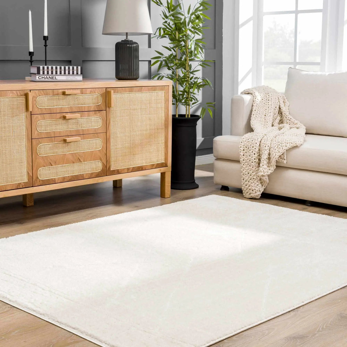 Keone Ivory Area Rug, installed in a room 4